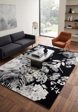 Modern Rose Floral Wool Rug | Colorful Garden Flower Design Carpet