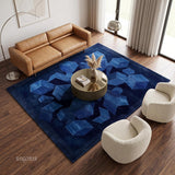 Hand-Tufted Wool Area Rug, 3D Cube Design