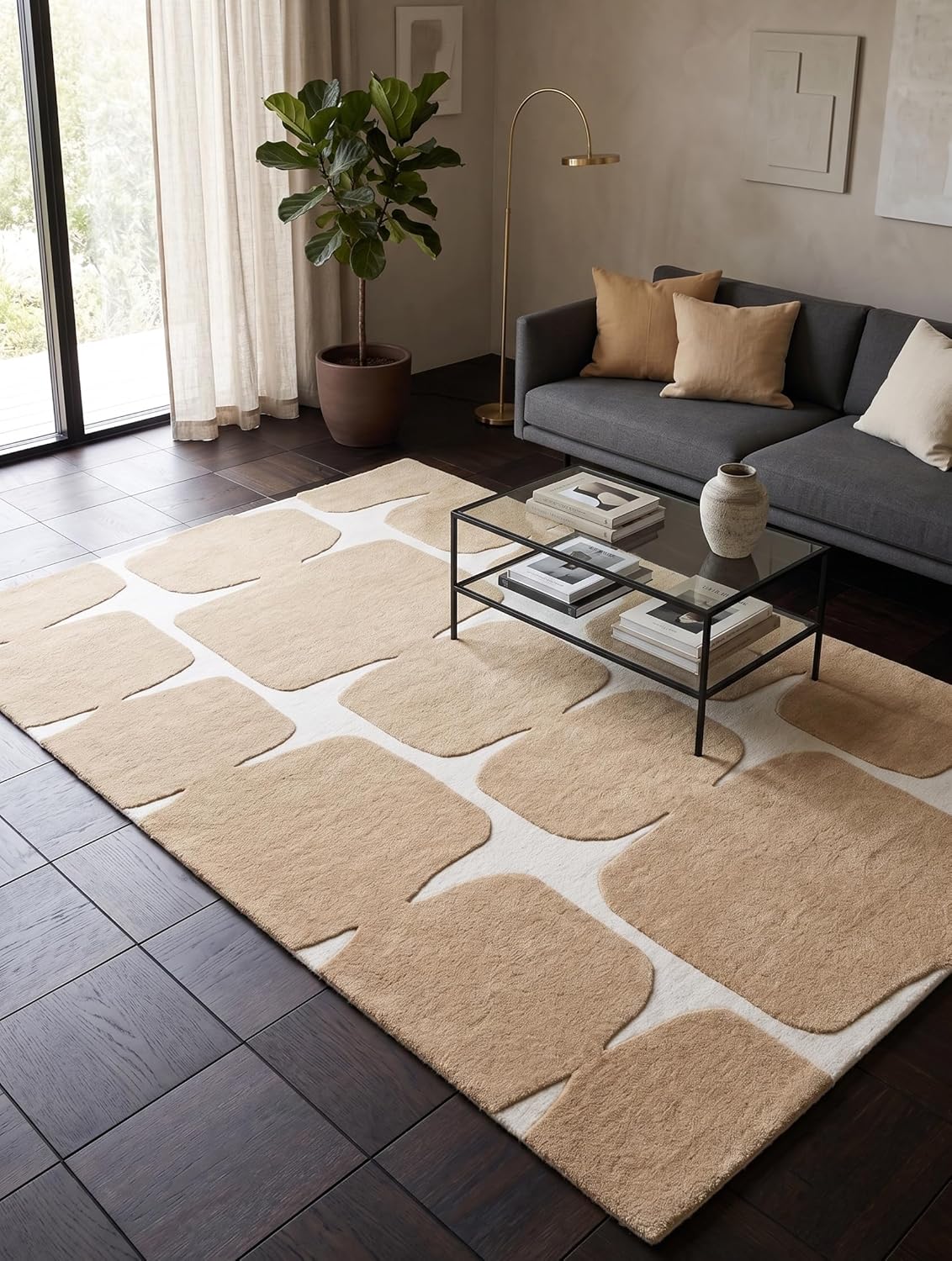 Modern Wool Rug – Hand-Tufted, Soft & Thick | Abstract Geometric Design