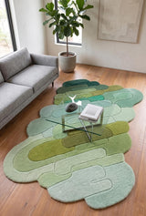 Hand Tufted Wool Rug, Abstract Organic Irregular Shape, Modern Gradient Design