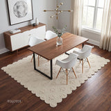 Hand Tufted Wool Rug, Floral Botanical Pattern with Scalloped