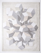 Hand-Tufted Wool Area Rug, 3D Cube Design