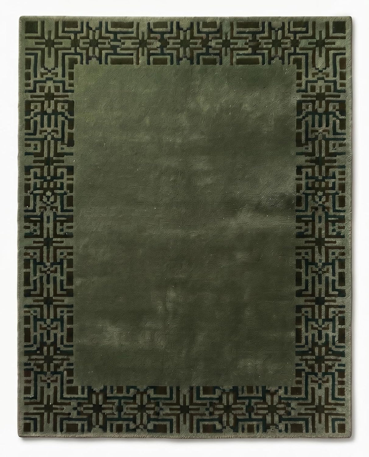 Hand-Tufted Wool Area Rug, Geometric Border,