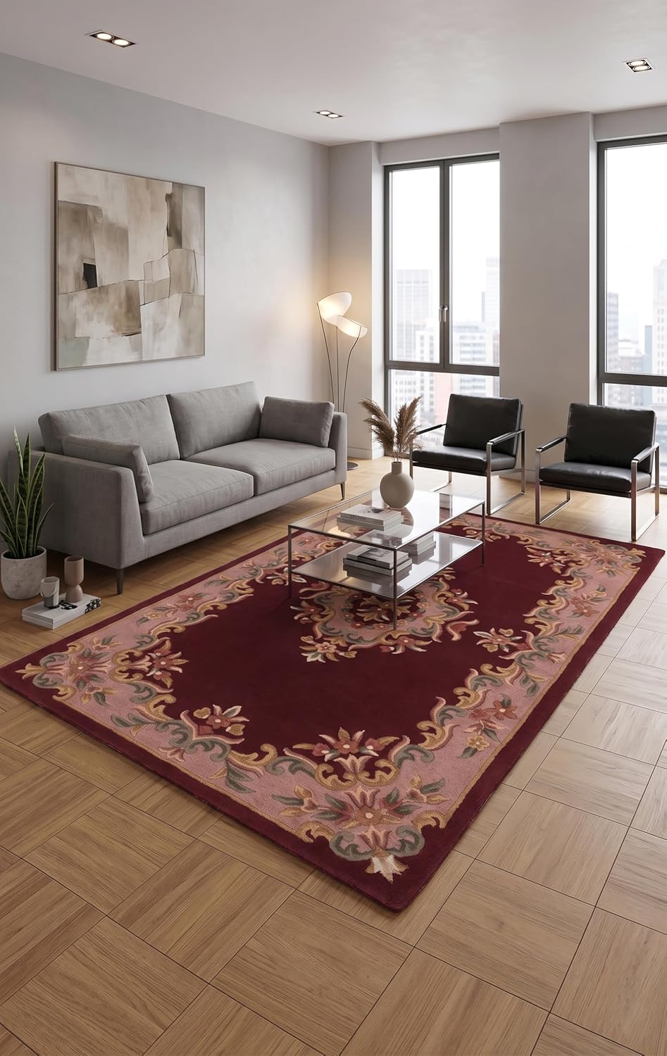 Handmade Traditional Wool Rug | Floral Medallion Border Design