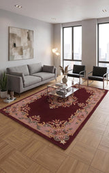 Handmade Traditional Wool Rug | Floral Medallion Border Design