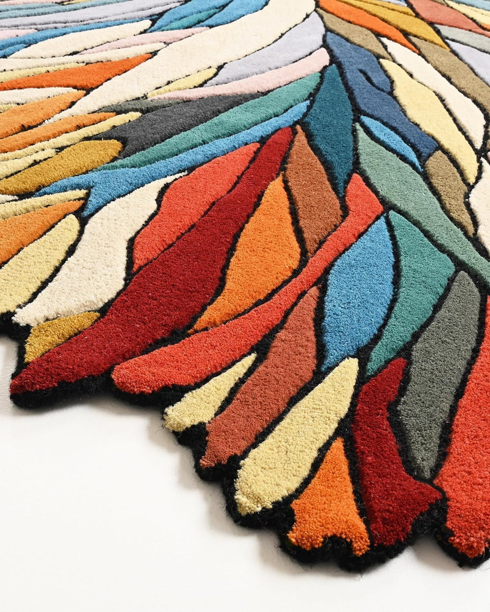 Unique Rug Patterns Handmade Irregular Shape Wool Area Rug - Unique Botanical Design Carpe