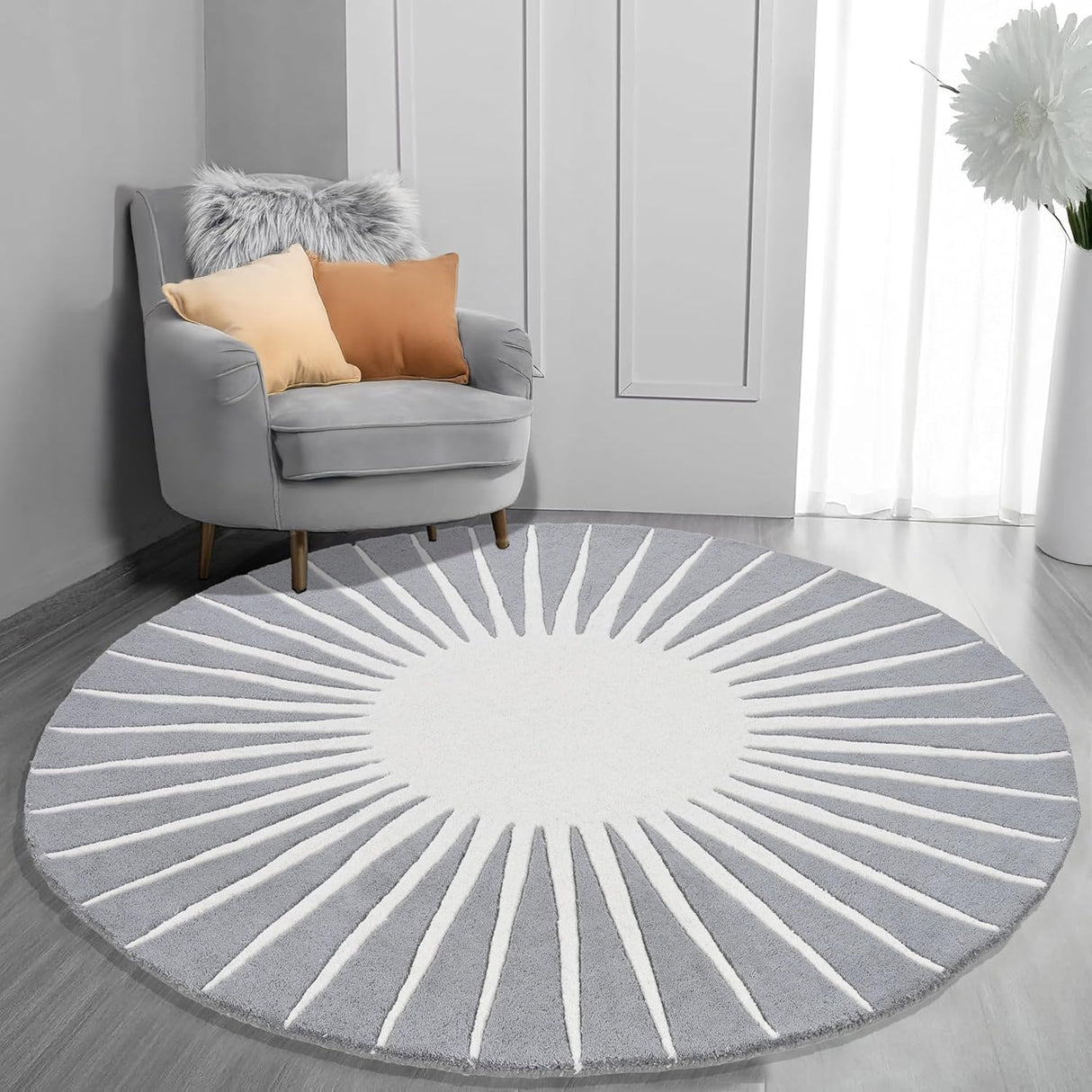 Modern Round Area Rug – Hand-Tufted with 100% New Zealand Wool