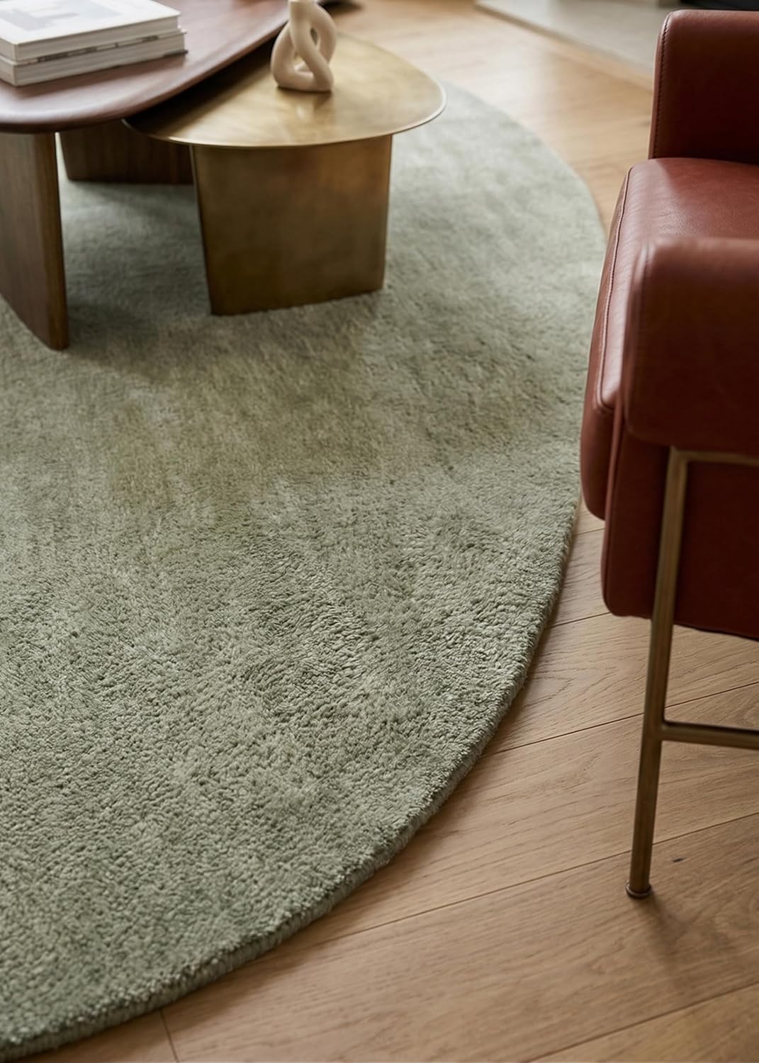 Modern Oval Shape Wool Rug - Irregular Shaped