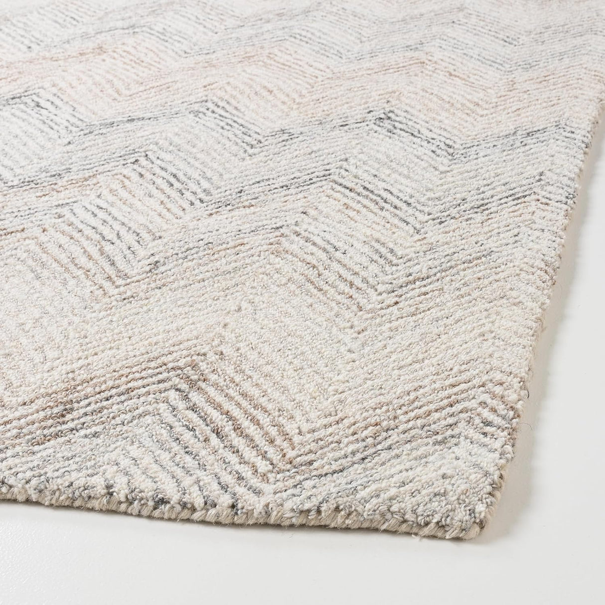 Modern Herringbone Chevron Collection Handmade Wool Rug