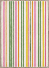 Handmade Wool Rug with Colorful Vertical Stripes Soft Hand Tufted Carpet