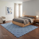 Hand Tufted Wool Rug, Floral Botanical Pattern with Scalloped