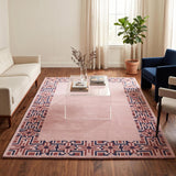Hand-Tufted Wool Area Rug, Geometric Border,