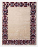 Hand-Tufted Wool Area Rug, Geometric Border,
