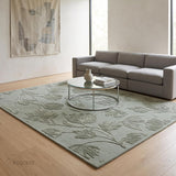 Hand Tufted Floral Wool Area Rug, Raised Botanical Carved Design