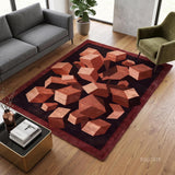 Hand-Tufted Wool Area Rug, 3D Cube Design