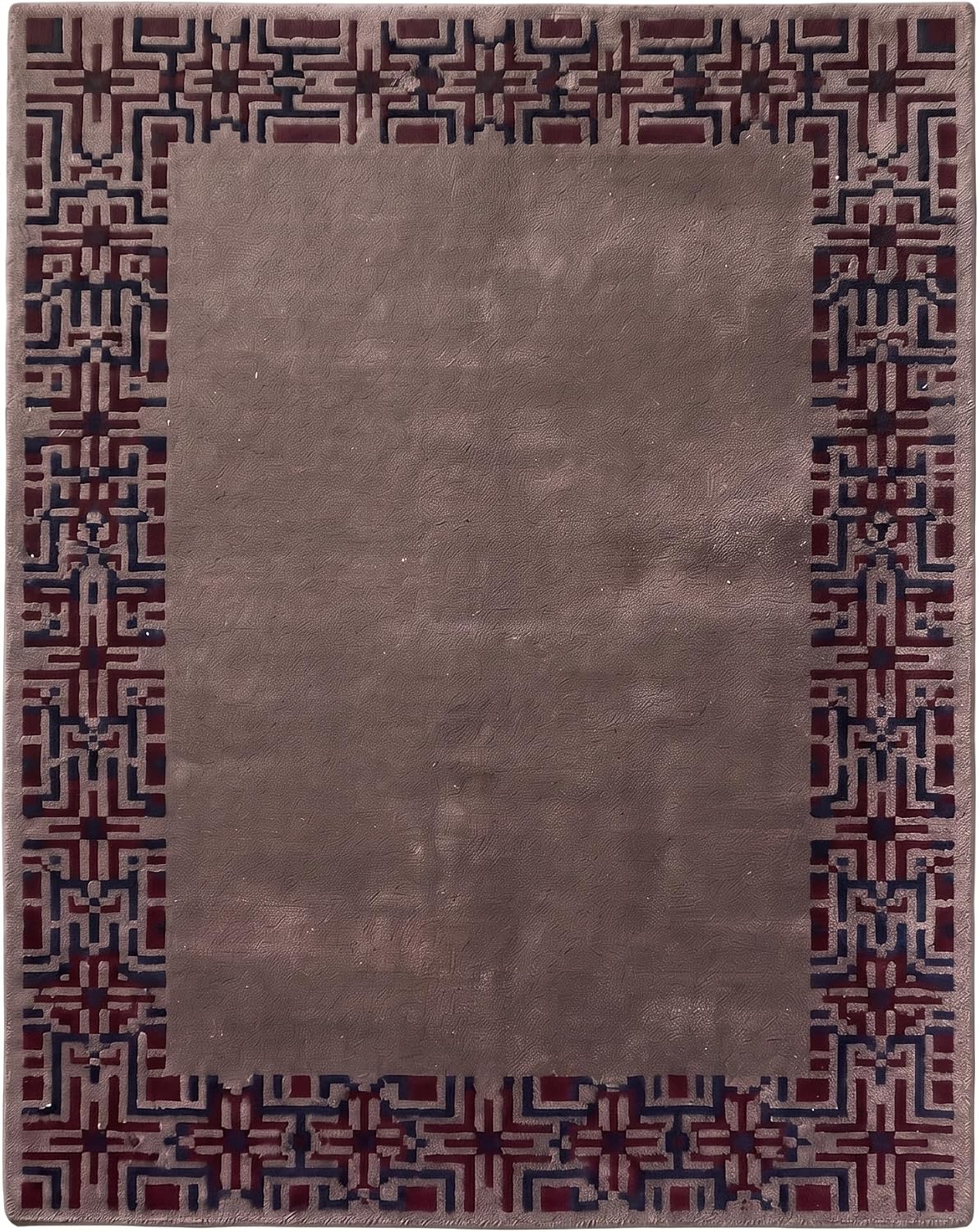 Hand-Tufted Wool Area Rug, Geometric Border,