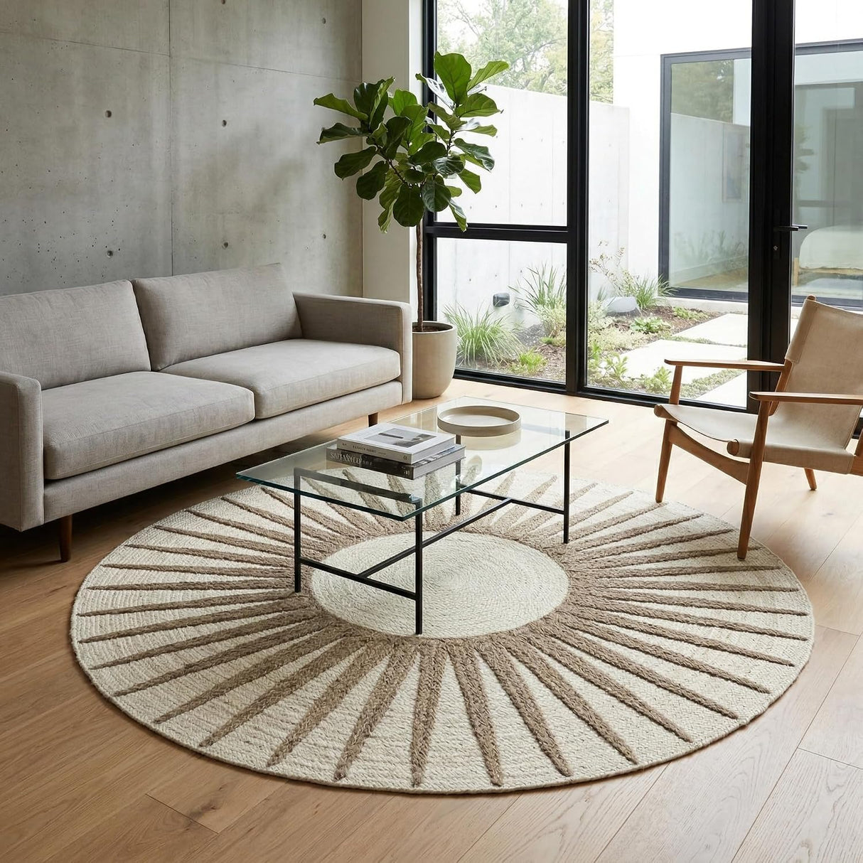 Round Jute Rug – Handwoven Natural Fiber Accent Rug