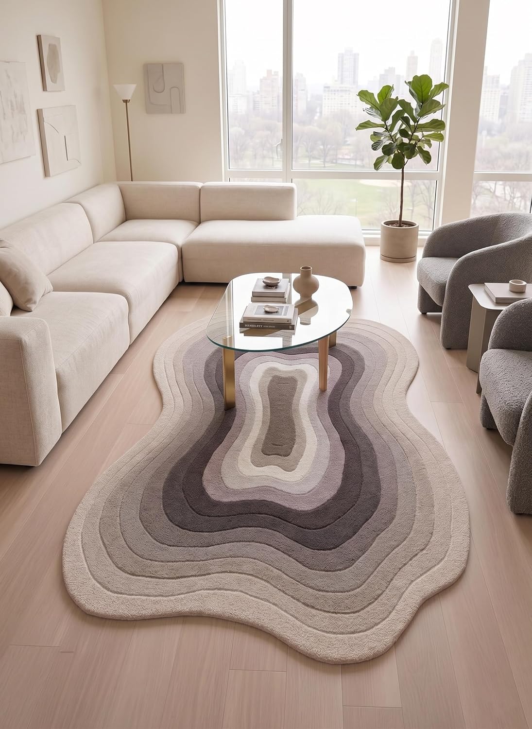 Modern Irregular Shaped Handmade  Premium Wool Area Rug