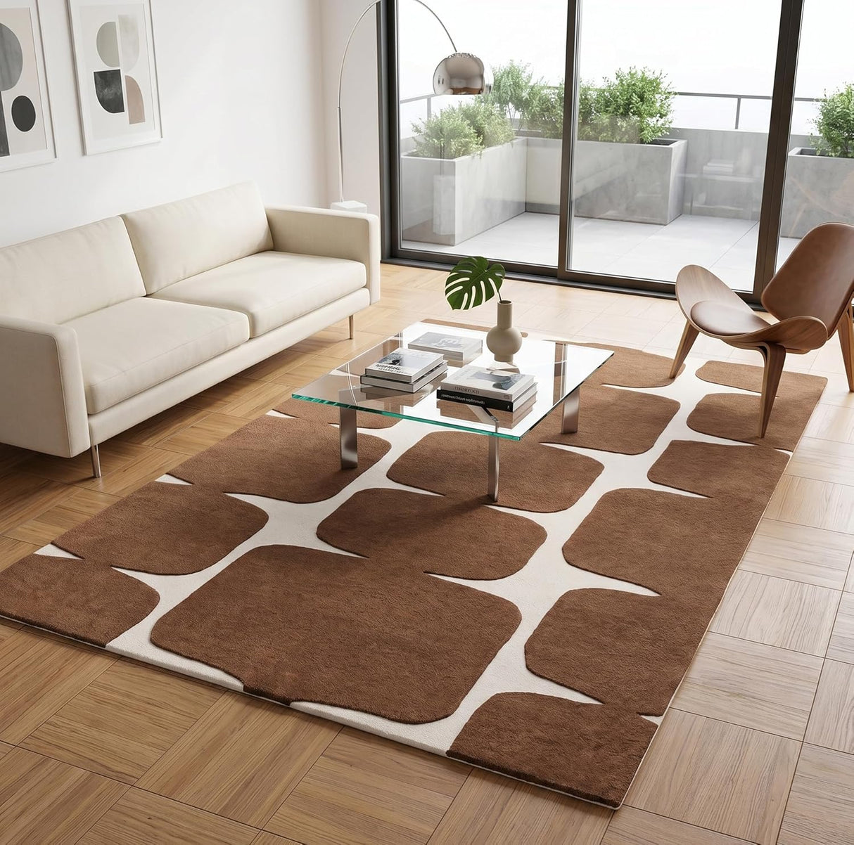 Modern Wool Rug – Hand-Tufted, Soft & Thick | Abstract Geometric Design