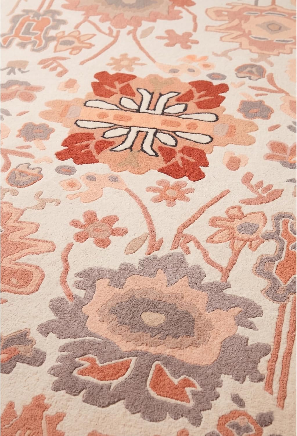 Handmade Oushak Wool Area Rug – Featuring Floral and Botanical Patterns in Soft Tones