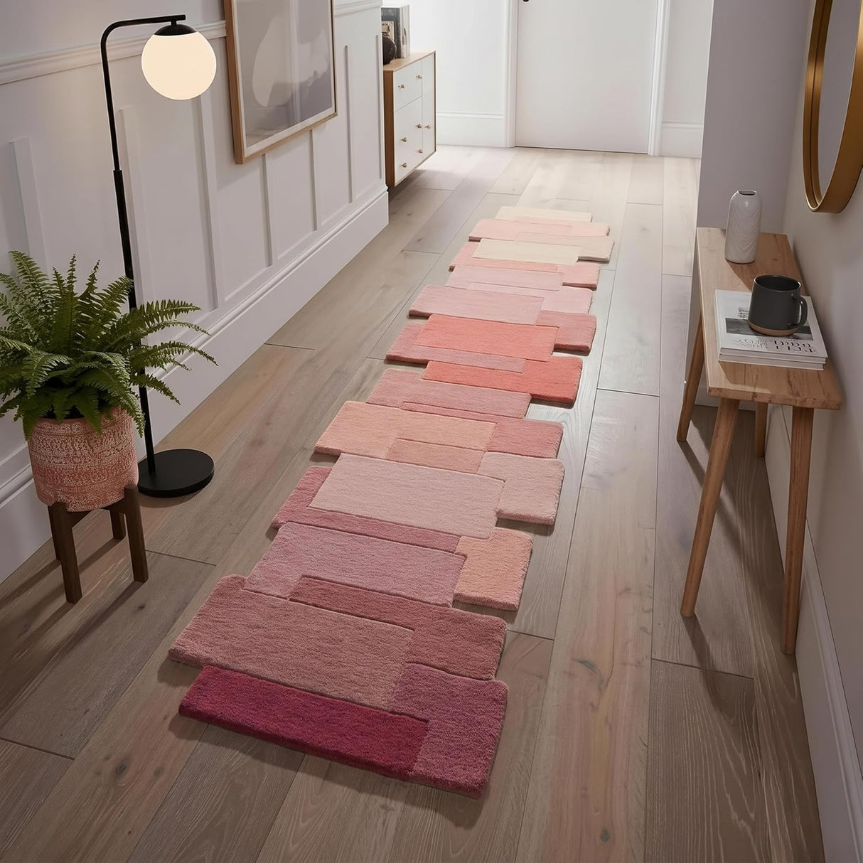 Modern Colorful Palette Irregular Shape Runner Wool Rug