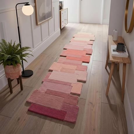 Modern Colorful Palette Irregular Shape Runner Wool Rug