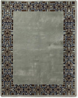 Hand-Tufted Wool Area Rug, Geometric Border,