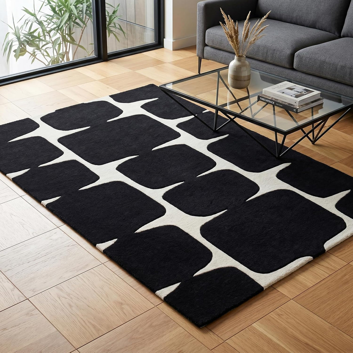 Modern Wool Rug – Hand-Tufted, Soft & Thick | Abstract Geometric Design