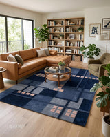 Hand-Tufted Wool Area Rug, Modern Patchwork Geometric Design