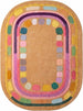 Hand Tufted Wool Rug, Rounded Rectangle Geometric Border Design,