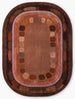 Hand Tufted Wool Rug, Rounded Rectangle Geometric Border Design,