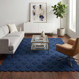 Hand Tufted Wool Rug, Floral Botanical Pattern with Scalloped