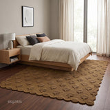 Hand Tufted Wool Rug, Floral Botanical Pattern with Scalloped