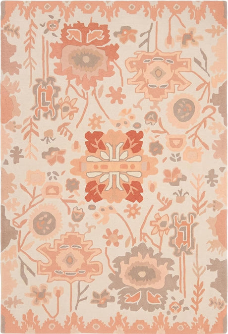 Handmade Oushak Wool Area Rug – Featuring Floral and Botanical Patterns in Soft Tones