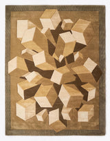 Hand-Tufted Wool Area Rug, 3D Cube Design