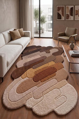 Hand Tufted Wool Rug, Abstract Organic Irregular Shape, Modern Gradient Design