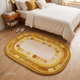 Hand Tufted Wool Rug, Rounded Rectangle Geometric Border Design,