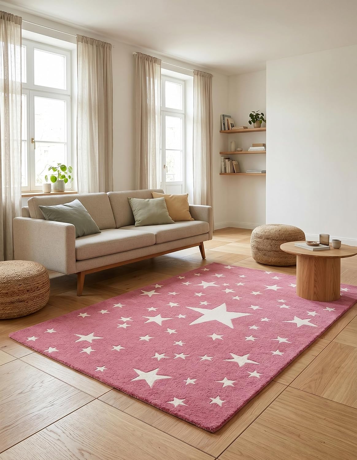 Hand-Tufted Star Wool Rug for Kids | Soft, Thick & Durable Starry Night Design