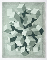 Hand-Tufted Wool Area Rug, 3D Cube Design