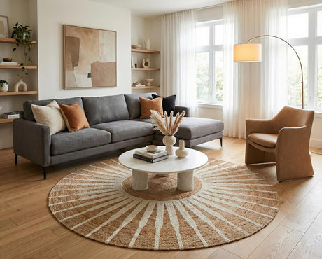Round Jute Rug – Handwoven Natural Fiber Accent Rug