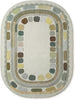 Hand Tufted Wool Rug, Rounded Rectangle Geometric Border Design,