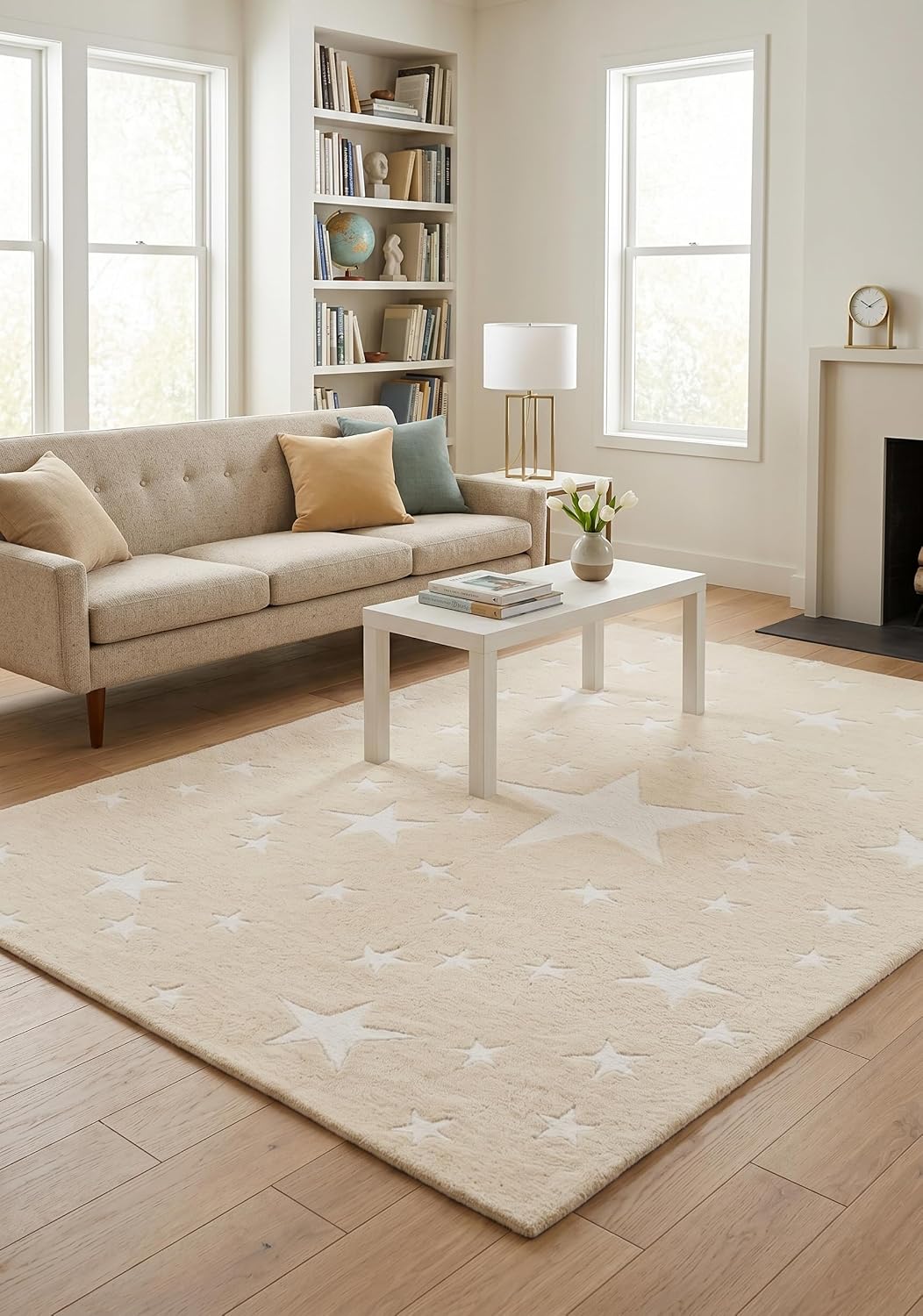 Hand-Tufted Star Wool Rug for Kids | Soft, Thick & Durable Starry Night Design