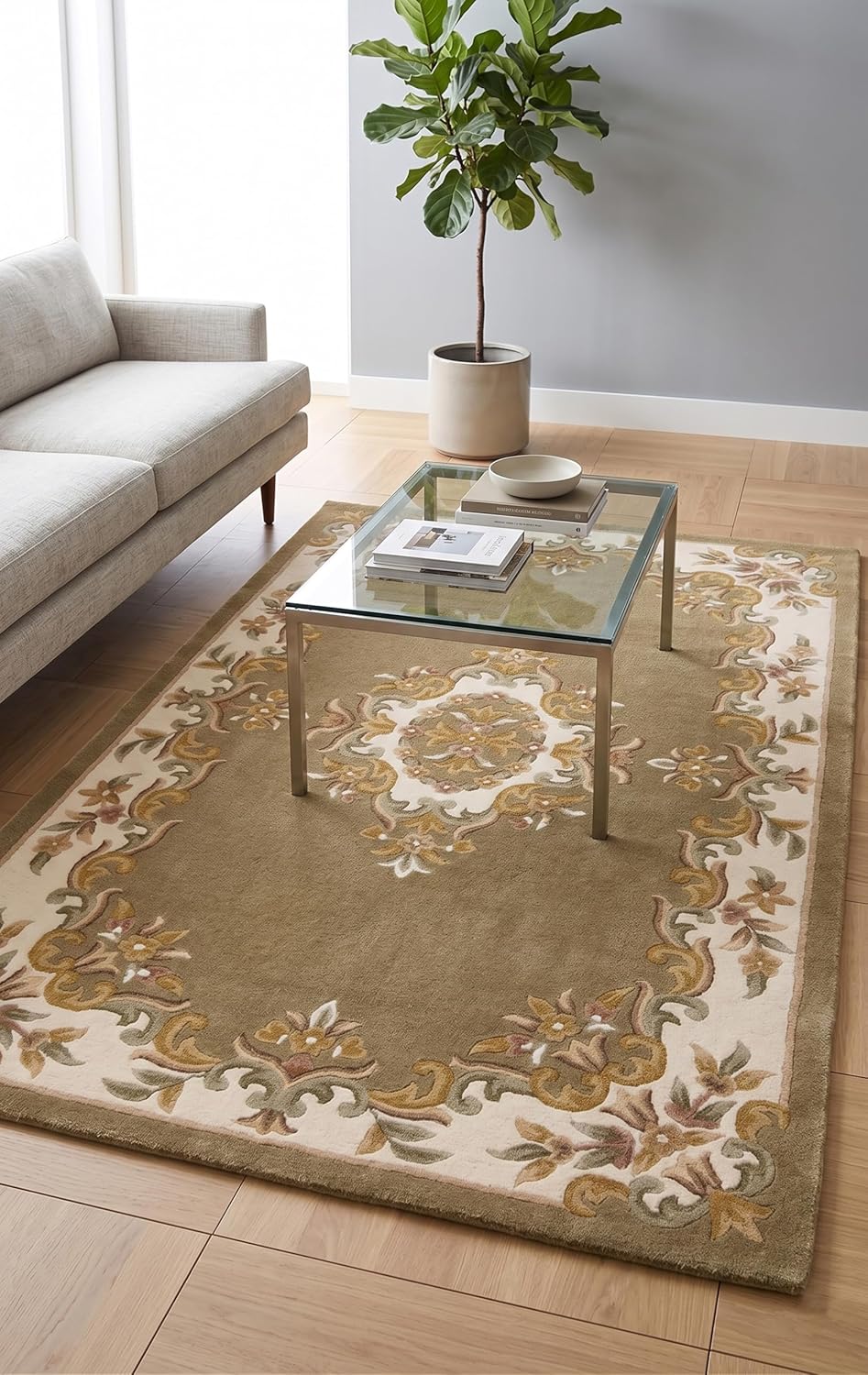 Handmade Traditional Wool Rug | Floral Medallion Border Design