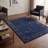 Hand-Tufted Wool Area Rug, Geometric Border,