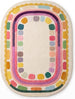 Hand Tufted Wool Rug, Rounded Rectangle Geometric Border Design,