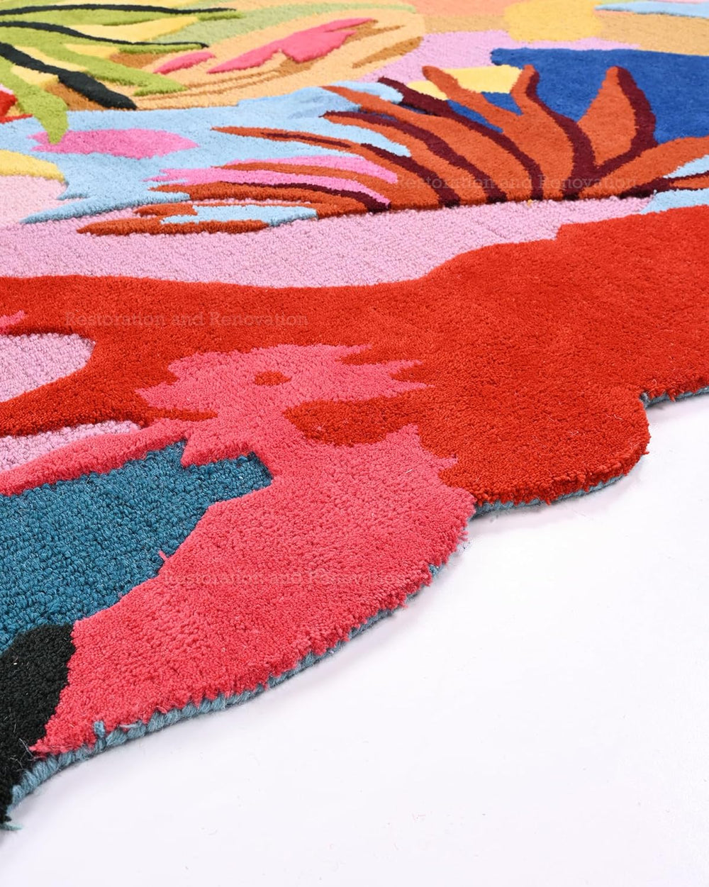 Colorful Wool Rug Handmade Colorful Wool Area Rug - Vibrant Floral Design