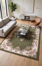 Handmade Traditional Wool Rug | Floral Medallion Border Design