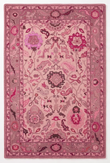 Handmade Wool Area Rug Traditional Floral Medallion Design