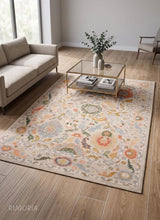 Handmade Wool Area Rug Traditional Floral Medallion Design