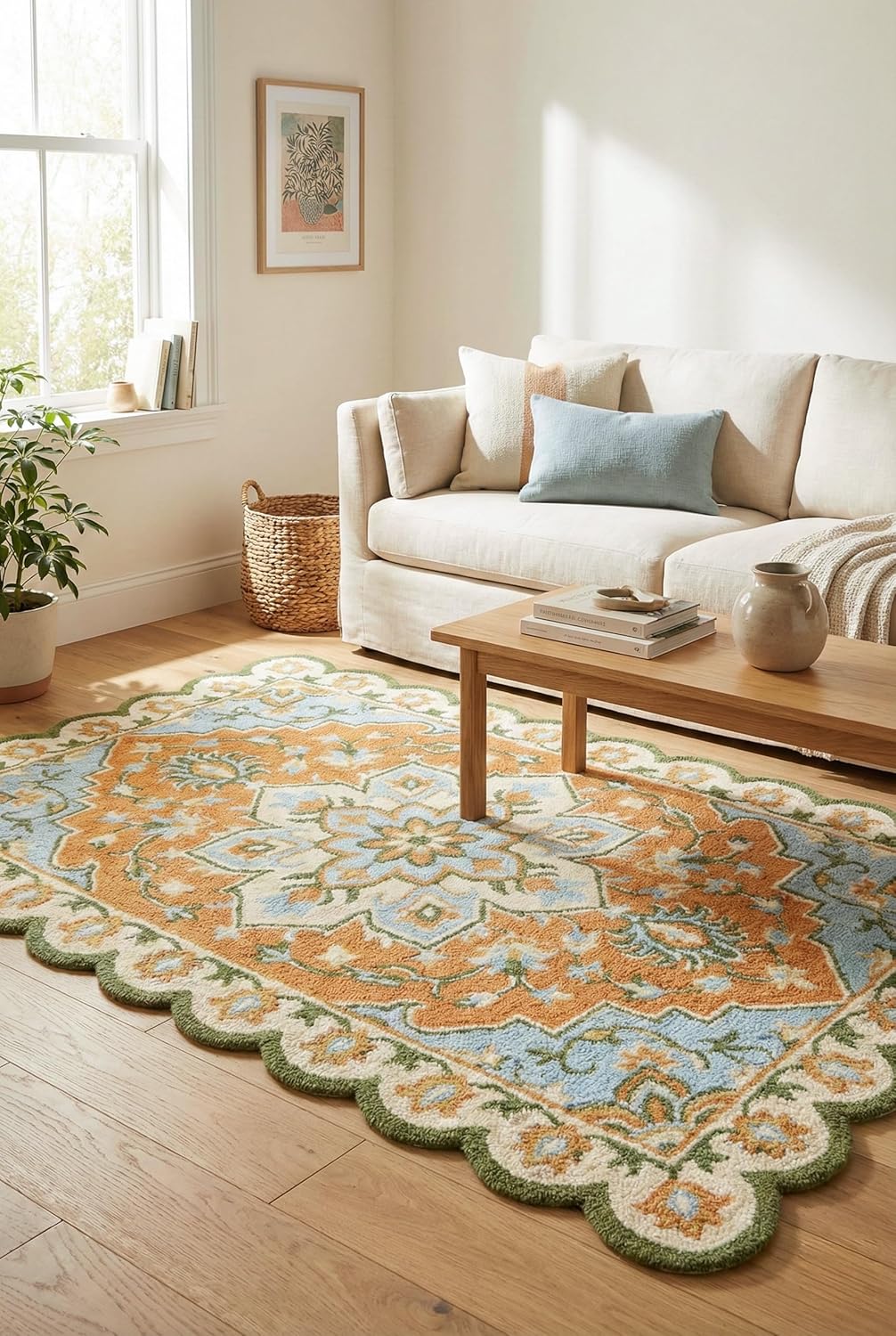 Traditional Hand-Tufted Wool Rug – Vintage Floral Medallion Pattern